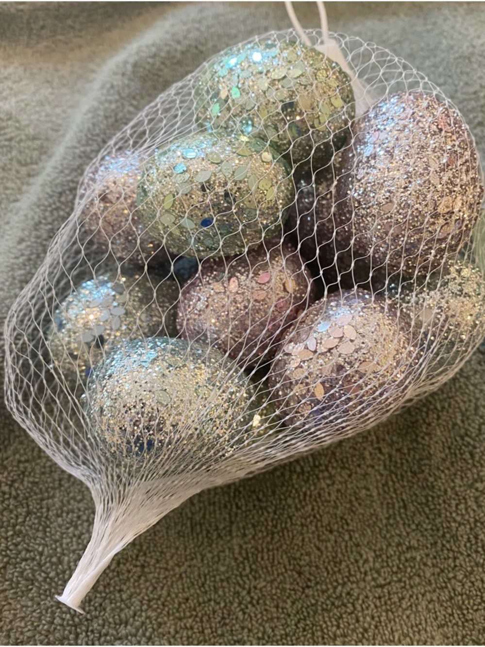 Ashland Glitter Decorative Easter Eggs Green Purple Gold 14 Pc